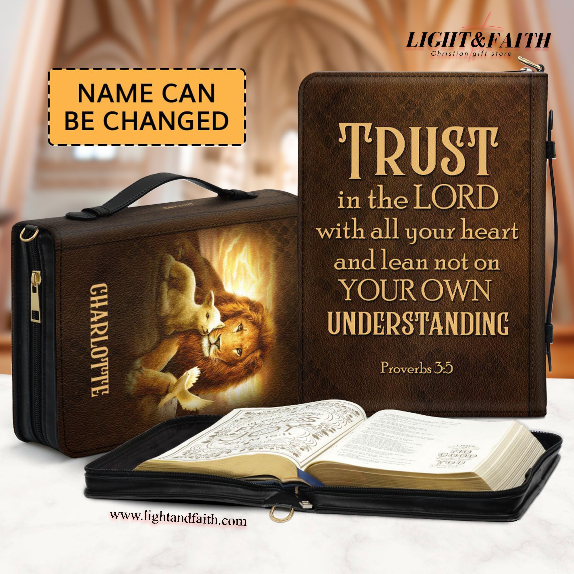 Personalized Lion Bible Cover With Zipper, Gift For Church Staff, Christian Gift, Bible Covers Jesus Gifts